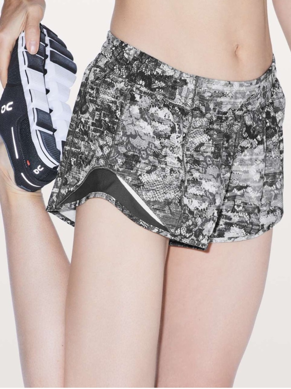 Lululemon Hotty Hot Low-Rise Lined Short 2.5" 
- Masked Lace Starlight Black
